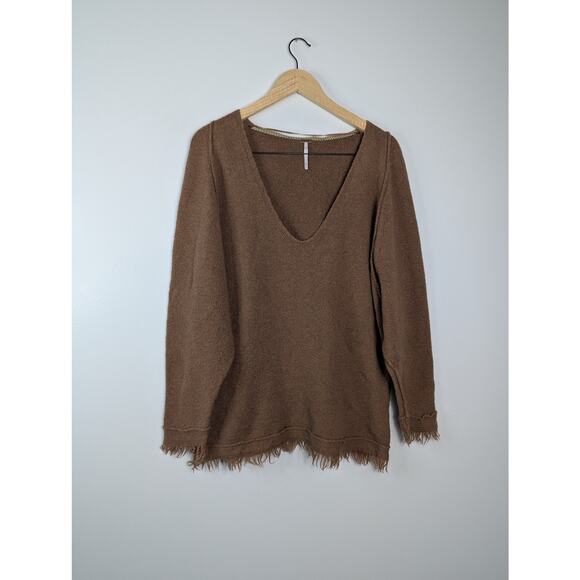 Free People Irresistible Fringe Wool Blend V-neck Boho Sweater - Picture 2 of 8